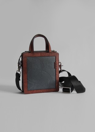Natural cork handbag Berda in break and granite combination