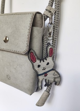 Hand stitched Bangtani keyring in blanc stone2 photo
