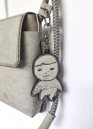 Hand stitched Yoongi by Jin keyring in blanc stone3 photo