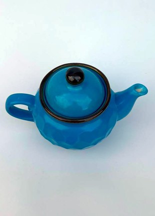 Handmade blue ceramic teapot3 photo