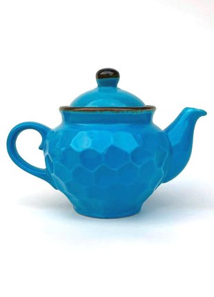 Handmade blue ceramic teapot1 photo