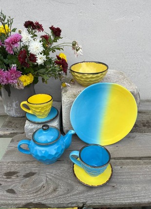 Handmade blue ceramic teapot4 photo