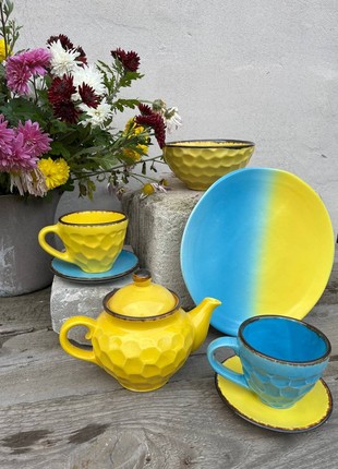 Handmade yellow ceramic teapot2 photo