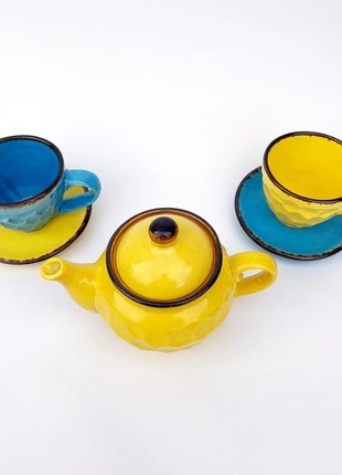 Handmade yellow ceramic teapot3 photo