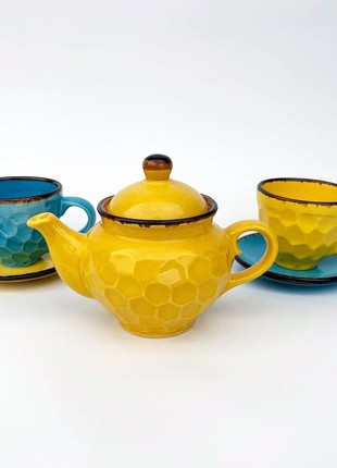 Handmade yellow ceramic teapot4 photo