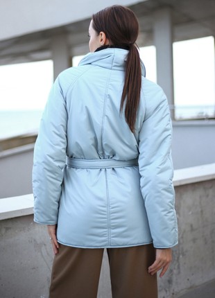Women`s Blue Parka Jacket With Belt SHTOYKO3 photo