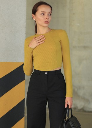 Ribbed Long Sleeve Crop Top SHTOYKO4 photo