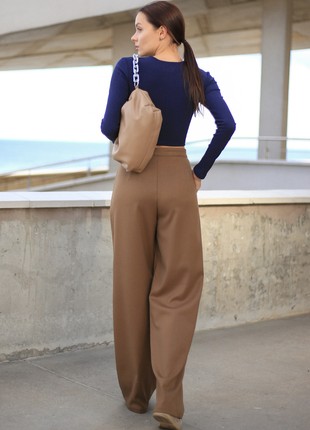 Classic High Waist Brown Trousers with Pockets SHTOYKO2 photo