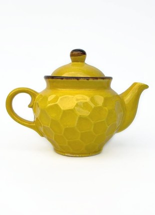 Handmade yellow ceramic teapot1 photo
