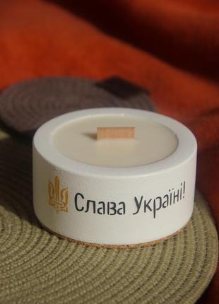 Soy candle "glory to ukraine" white/black1 photo