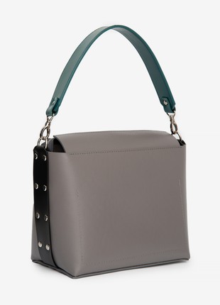 Avrora leather bag. Black, pine green and grey color3 photo