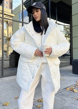 Winter white quilted jacket1 photo