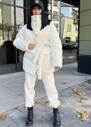 Winter white quilted jacket7 photo