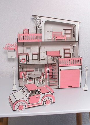 Dollhouse for LOL with garage, furniture and convertible, 3D Puzzle