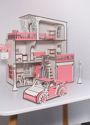 Dollhouse for LOL with garage, furniture and convertible, 3D Puzzle4 photo