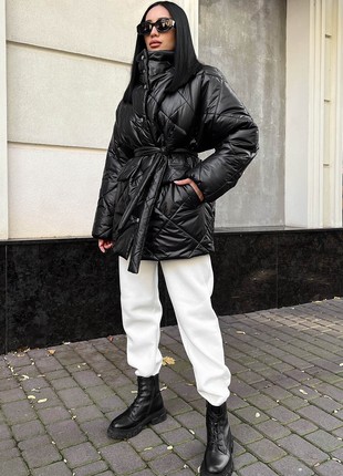 Winter black quilted jacket4 photo