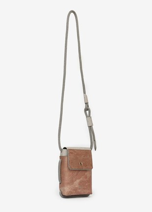 Protego S - small vegan crossbody bag made from grey cork and rose stone2 photo