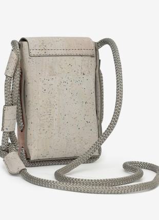 Protego S - small vegan crossbody bag made from grey cork and rose stone5 photo