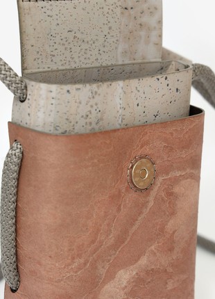 Protego S - small vegan crossbody bag made from grey cork and rose stone6 photo