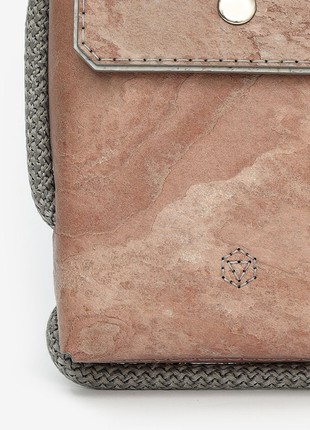 Protego S - small vegan crossbody bag made from grey cork and rose stone7 photo