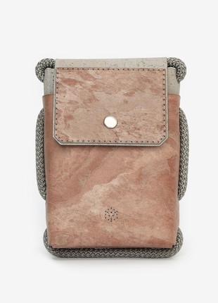 Protego S - small vegan crossbody bag made from grey cork and rose stone1 photo