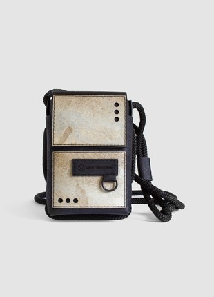 Protego S ME - small vegan crossbody bag made from black cork and taupe stone2 photo