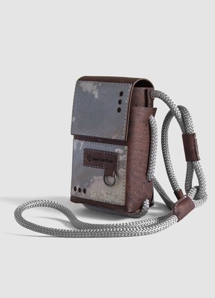 Protego S ME - small vegan crossbody bag made from brown cork and fallen leaves stone7 photo