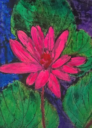 Water lilies painting. Landscape water painting. Original painting7 photo