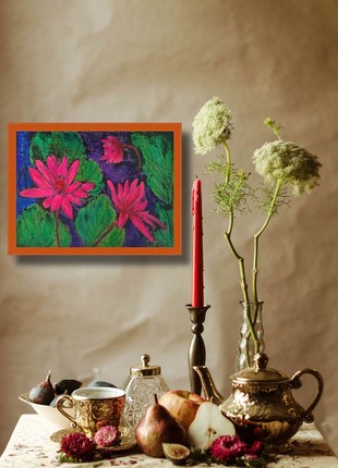 Water lilies painting. Landscape water painting. Original painting9 photo