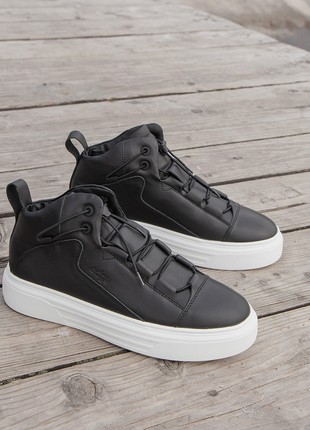 Men's shoes with white soles. winter sneakers with fur! ed-ge 583 