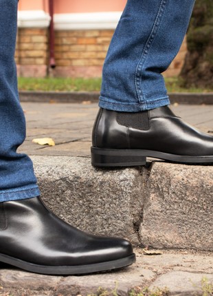 Stylish black Chelsea boots for men! 100% leather shoes Ikos 3165 photo