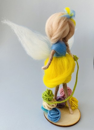 Ukrainian angel on a stand, dolls made of wool. patriotic amulet home decor2 photo