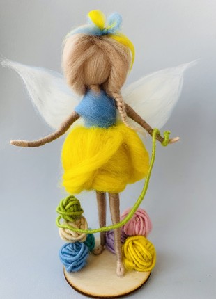 Ukrainian angel on a stand, dolls made of wool. patriotic amulet home decor
