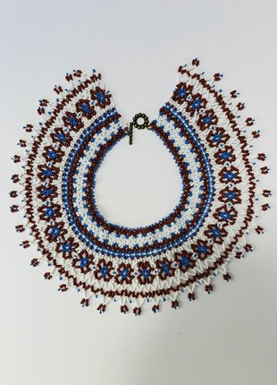 Silyanka Ukrainian folk jewelry, unique necklace made of beads, original handmade necklace2 photo