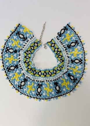 Silyanka Ukrainian folk jewelry, handmade bead necklace, patriotic necklace