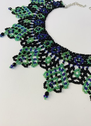 Folk jewelry, Ukrainian silyanka, weaving from handmade beads, ethnic ornament2 photo