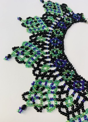 Folk jewelry, Ukrainian silyanka, weaving from handmade beads, ethnic ornament6 photo