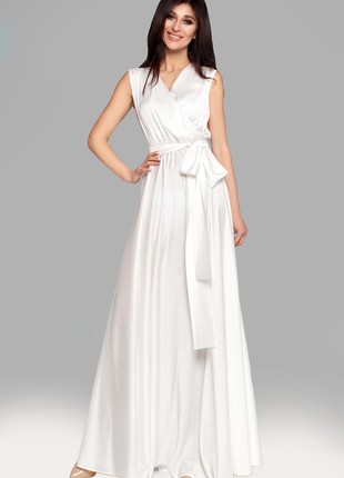 Gentle evening dress in white color