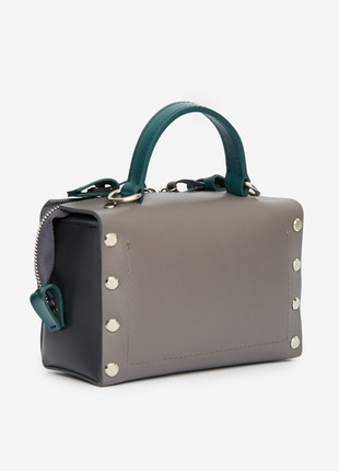 Antares leather bag in grey, dark blue and pine green color3 photo
