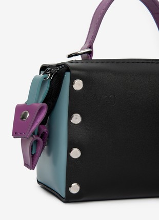 Antares leather bag in black, blue and purple color5 photo
