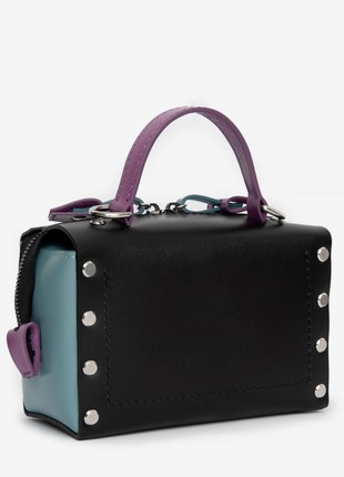 Antares leather bag in black, blue and purple color4 photo