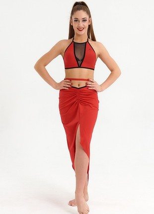 Long red skirt - a set of training clothes