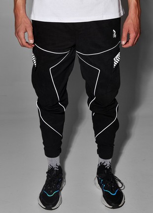 Men's warm cargo pants OGONPUSHKA Xeed black with reflectors5 photo