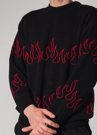 Oversized men's sweater OGONPUSHKA Fire black2 photo