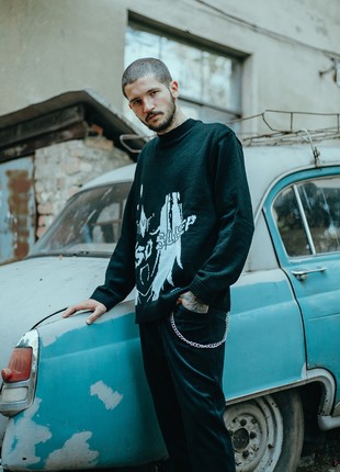 Men's oversized sweater OGONPUSHKA SoSleep black3 photo