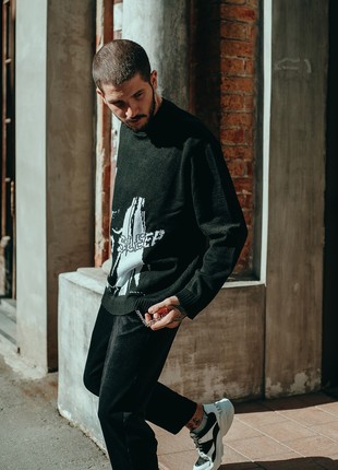 Men's oversized sweater OGONPUSHKA SoSleep black6 photo