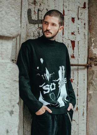Men's oversized sweater OGONPUSHKA SoSleep black1 photo