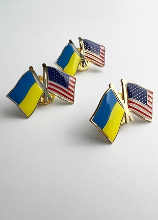 3pcs badge set Flag of Ukraine / USA