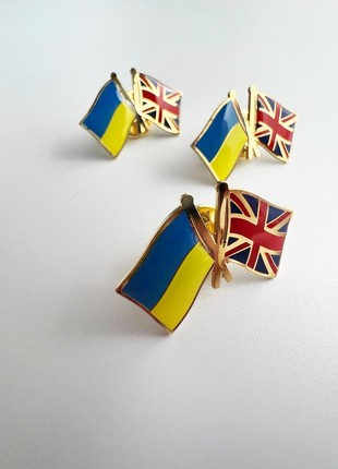 3pcs badge set Flag of Ukraine / Great Britain