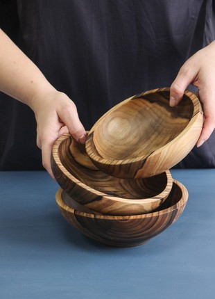ramen bowl set, cereal bowl, rustic handmade dinnerware wooden , round pasta bowl, small berry dish2 photo